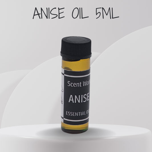 Anise oil bottle labeled '5ML' on a white background