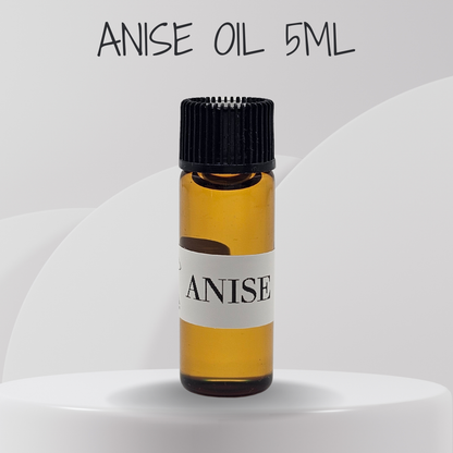 Anise oil bottle with a black cap on a white background