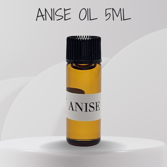 Anise oil bottle with a black cap on a white background