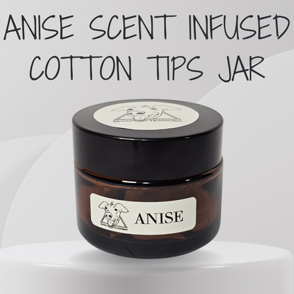 Anise-scented cotton tips jar with 'Anise' branding on a white background