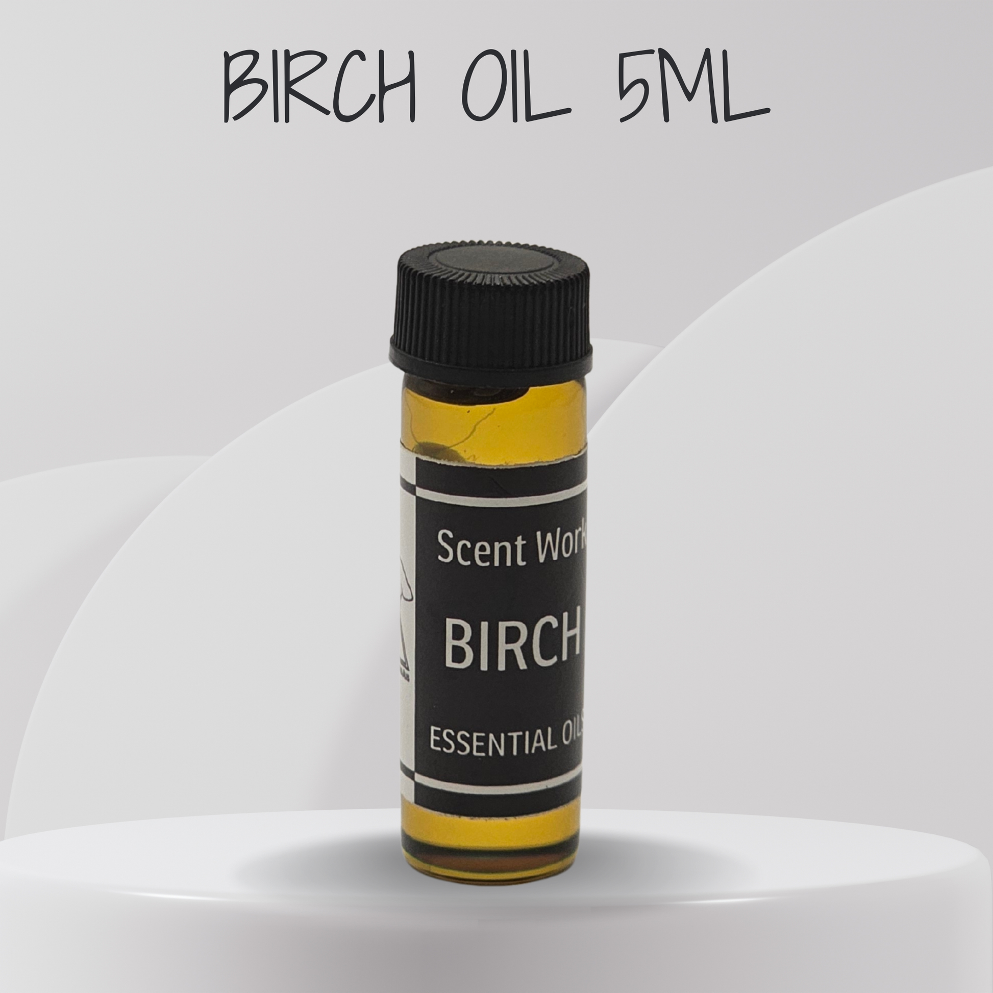 Bottle of Birch oil 5ml on a white background