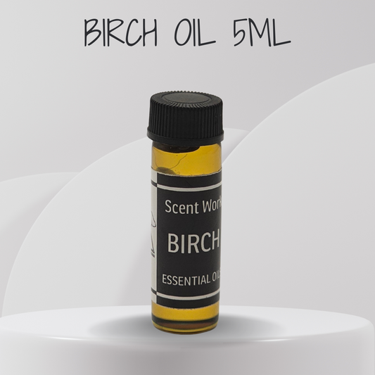 Bottle of Birch oil 5ml on a white background