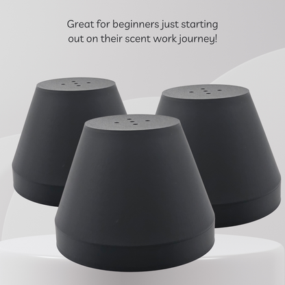 Three black containers on a white background with text about beginners.