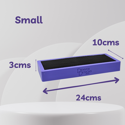 Purple position bar with measurements on a white background
