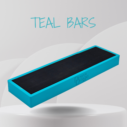 Teal bar with black surface on a white background, labeled 'Teal Bars'.