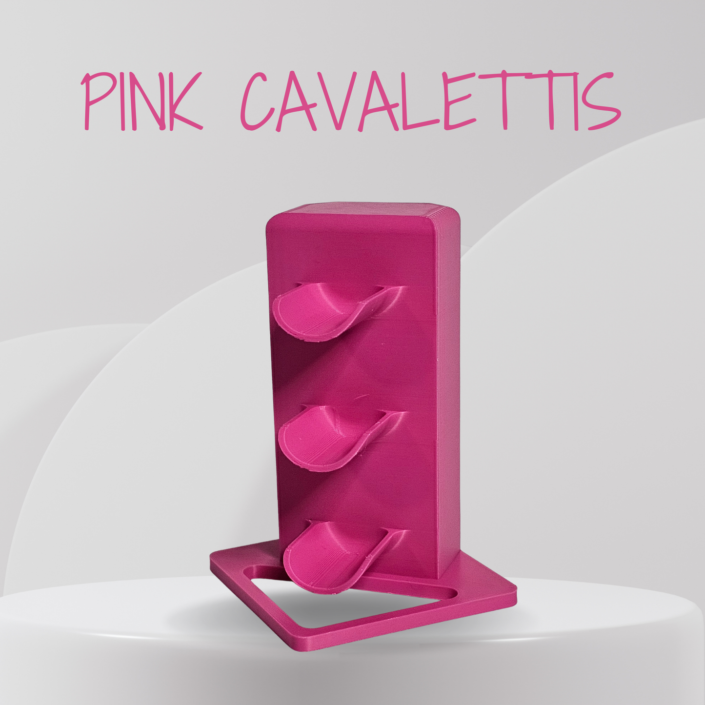 Pink cavalettis stand on a white background with 'Pink Cavalettis' text above.