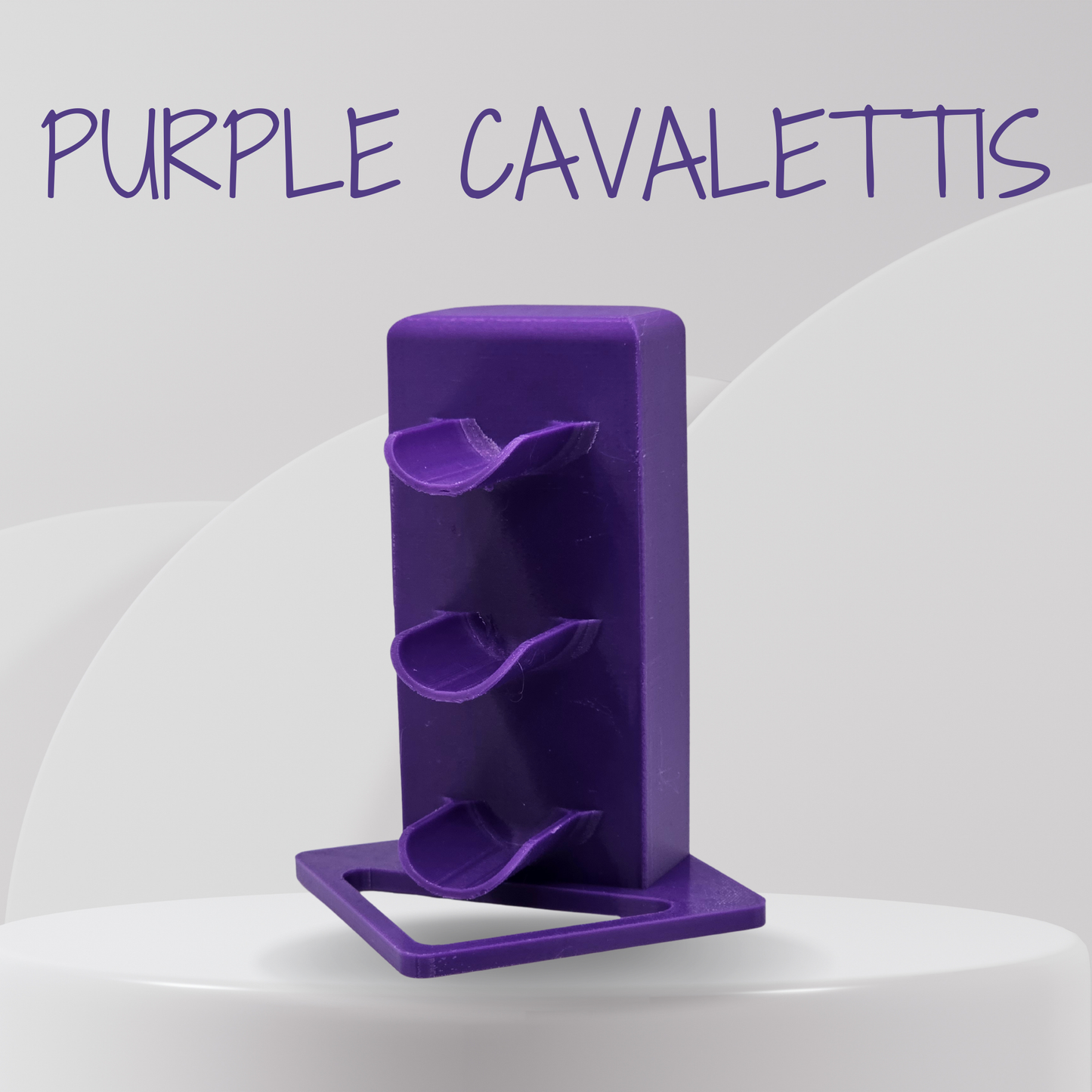 Purple cavalettis on a white background with text 'PURPLE CAVALETTIS'.