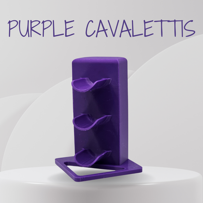 Purple cavalettis on a white background with text 'PURPLE CAVALETTIS'.